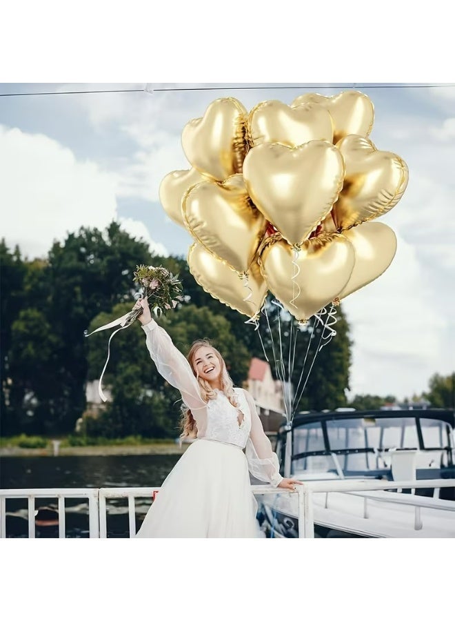 Kandid 10Pcs Valentine's 18-inch Heart-Shaped Aluminum Foil Balloons (White Golden) - Image 5